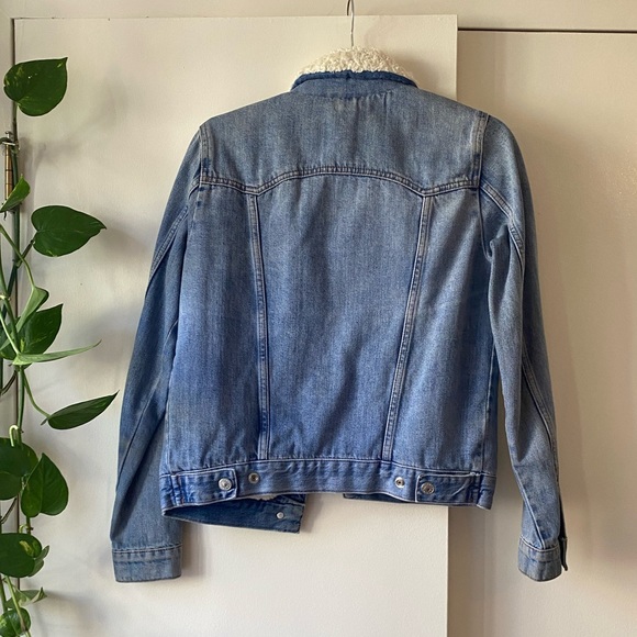 Topshop Moto Western Shearling Sherpa Jean Jacket - Picture 10 of 11